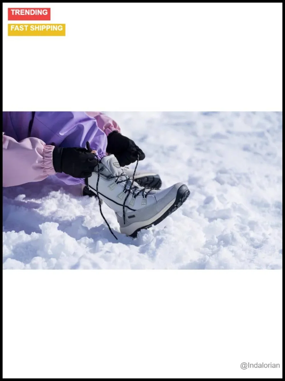 Waterproof Mid Calf Snow Boots Winter Footwear Lace Up